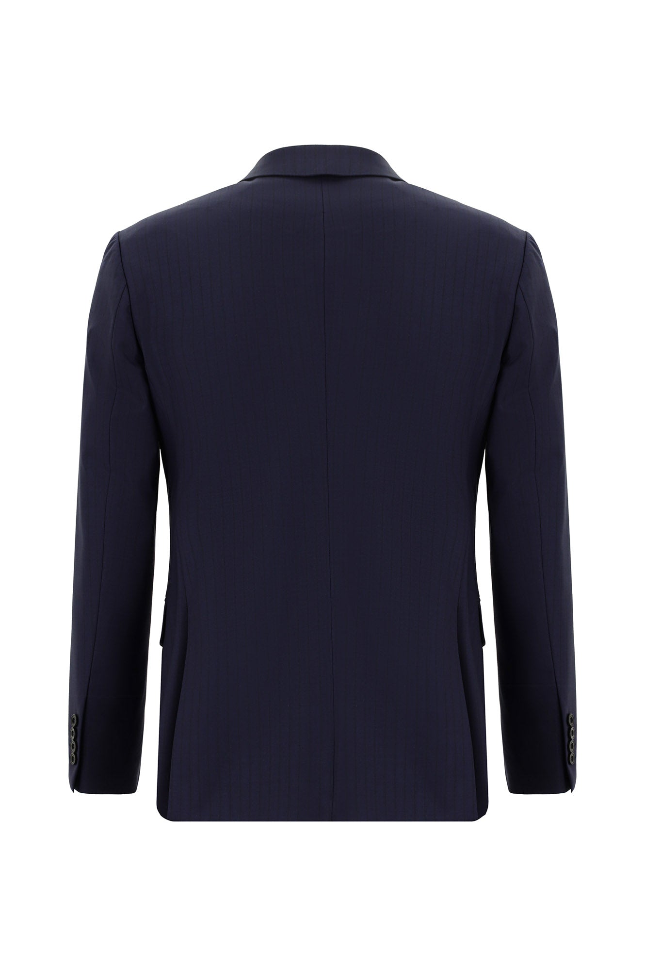 Koyu Lacivert Super Slim Fit Ekstra Dar Kesim Çizgili Yünlü Kruvaze Takım Elbise