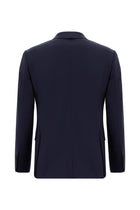Koyu Lacivert Super Slim Fit Ekstra Dar Kesim Çizgili Yünlü Kruvaze Takım Elbise