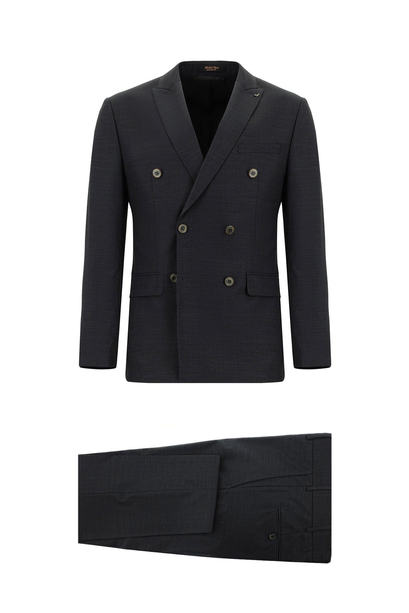 Orta Antrasit Super Slim Fit Ekstra Dar Kesim Çizgili Yünlü Kruvaze Takım Elbise