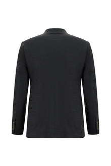 Orta Antrasit Super Slim Fit Ekstra Dar Kesim Çizgili Yünlü Kruvaze Takım Elbise