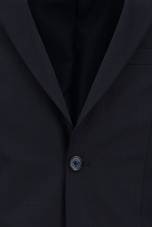 Koyu Lacivert 7 Drop Slim Fit Dar Kesim Çizgili Yünlü Tak?m Elbise-Abdullah Ki??l?