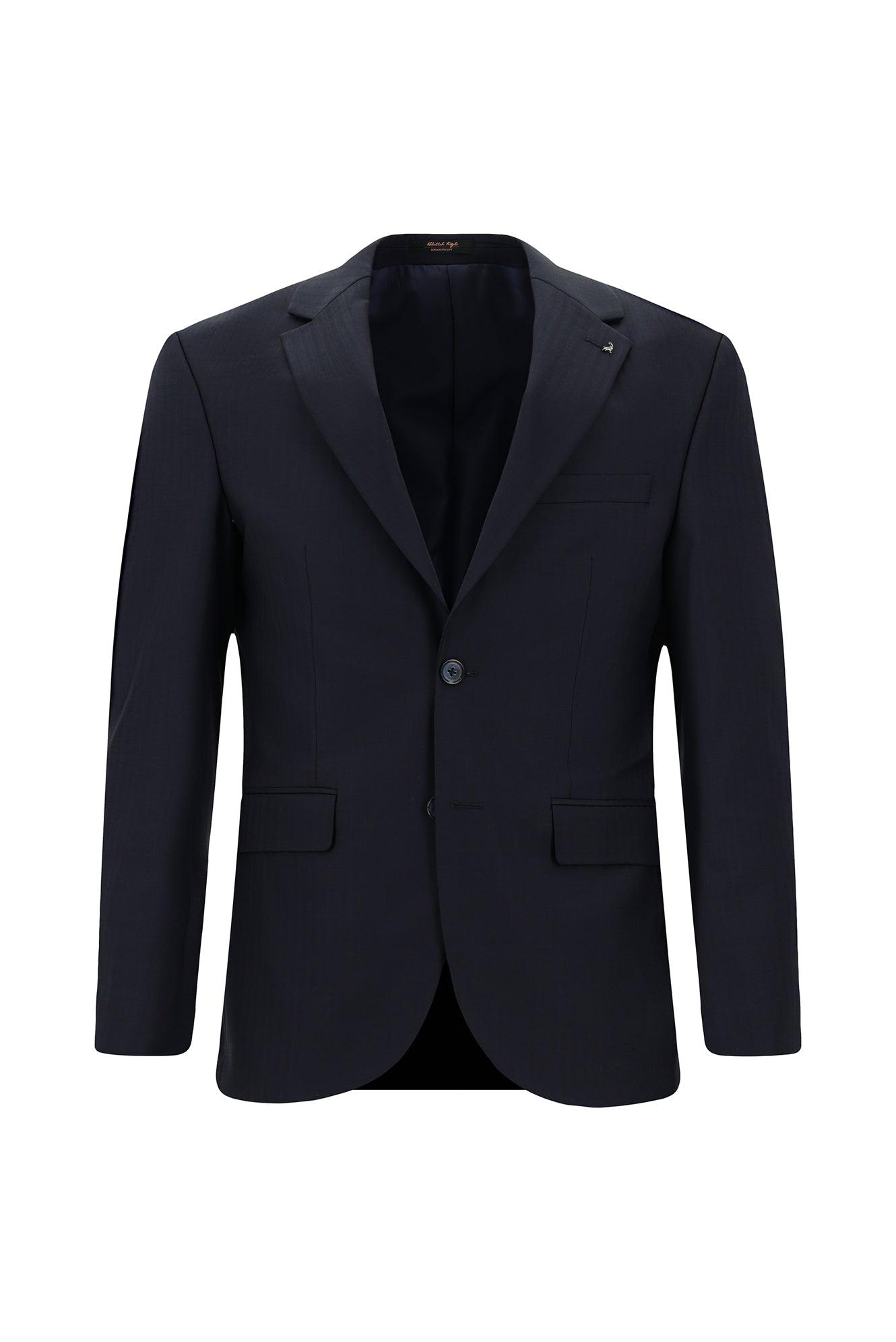 Koyu Lacivert Slim Fit Dar Kesim Klasik Çizgili Yünlü Takım Elbise