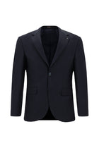 Koyu Lacivert Slim Fit Dar Kesim Klasik Çizgili Yünlü Takım Elbise