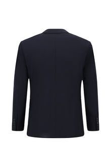 Koyu Lacivert 7 Drop Slim Fit Dar Kesim Çizgili Yünlü Tak?m Elbise-Abdullah Ki??l?