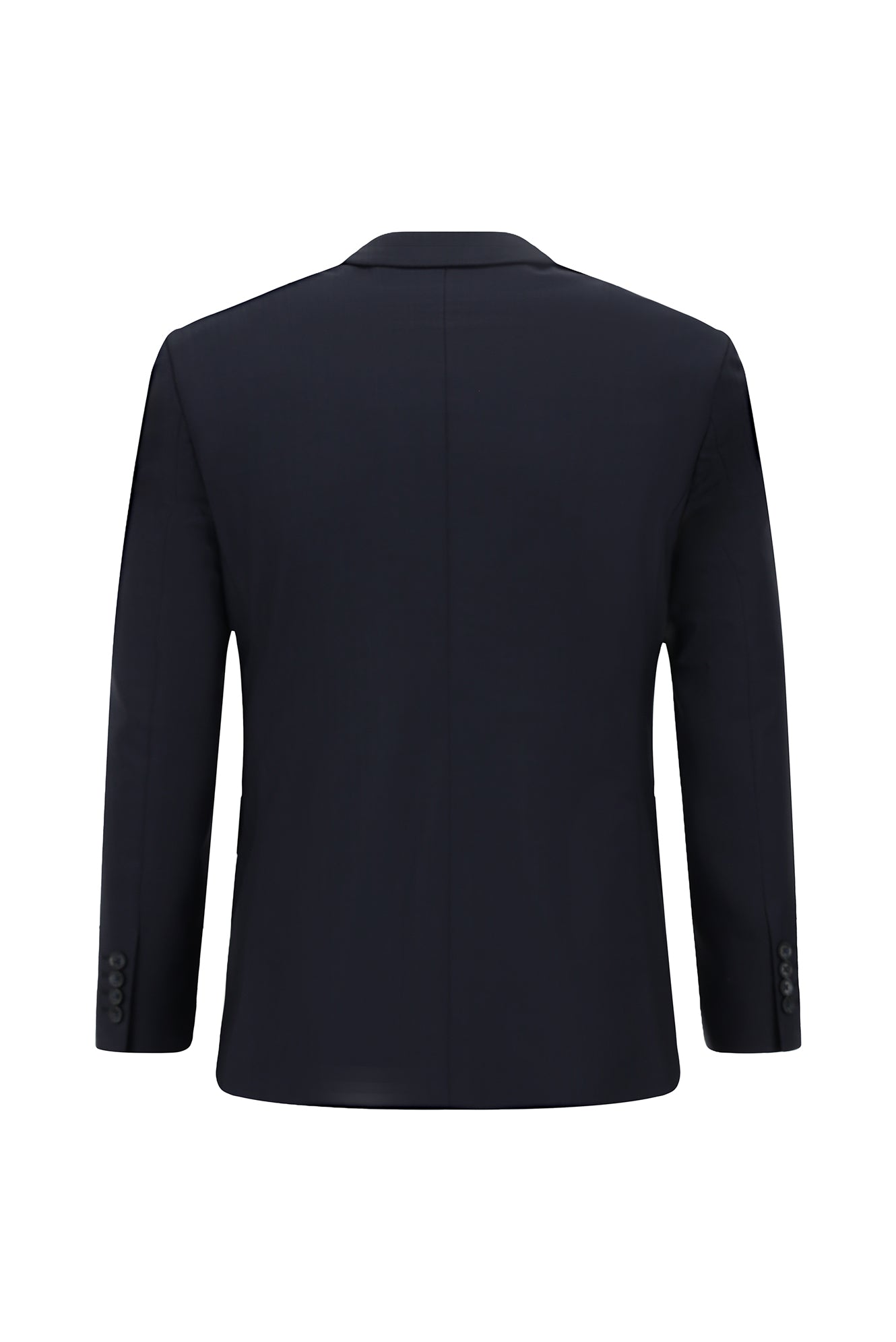 Koyu Lacivert Slim Fit Dar Kesim Klasik Çizgili Yünlü Takım Elbise