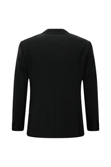 Siyah Regular Fit Flex Suit Yünlü Çizgili Kruvaze Takım Elbise