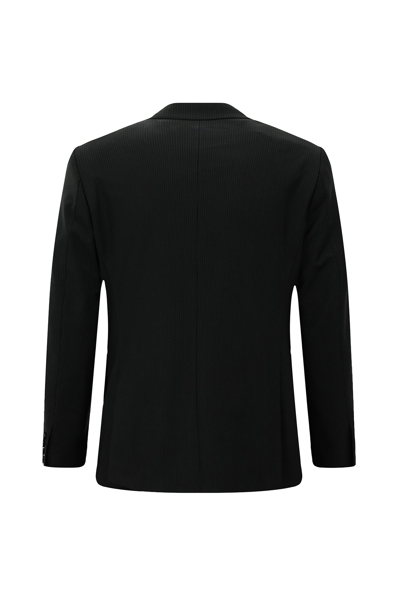 Siyah Regular Fit Flex Suit Yünlü Çizgili Kruvaze Çantalı Takım Elbise