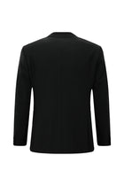 Siyah Regular Fit Flex Suit Yünlü Çizgili Kruvaze Çantalı Takım Elbise