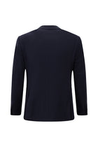 Koyu Lacivert Regular Fit Flex Suit Yünlü Çizgili Kruvaze Çantalı Takım Elbise