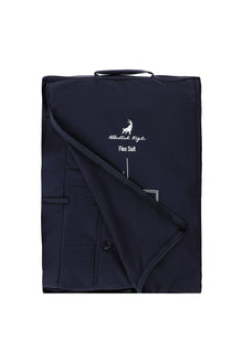 Koyu Lacivert Regular Fit Flex Suit Yünlü Çizgili Kruvaze Çantalı Takım Elbise