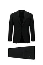 Siyah Regular Fit Flex Suit Yünlü Çizgili Klasik Takım Elbise