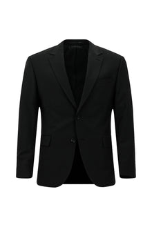 Siyah Regular Fit Flex Suit Yünlü Çizgili Klasik Takım Elbise