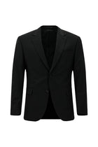 Siyah Regular Fit Flex Suit Yünlü Çizgili Klasik Çantalı Takım Elbise