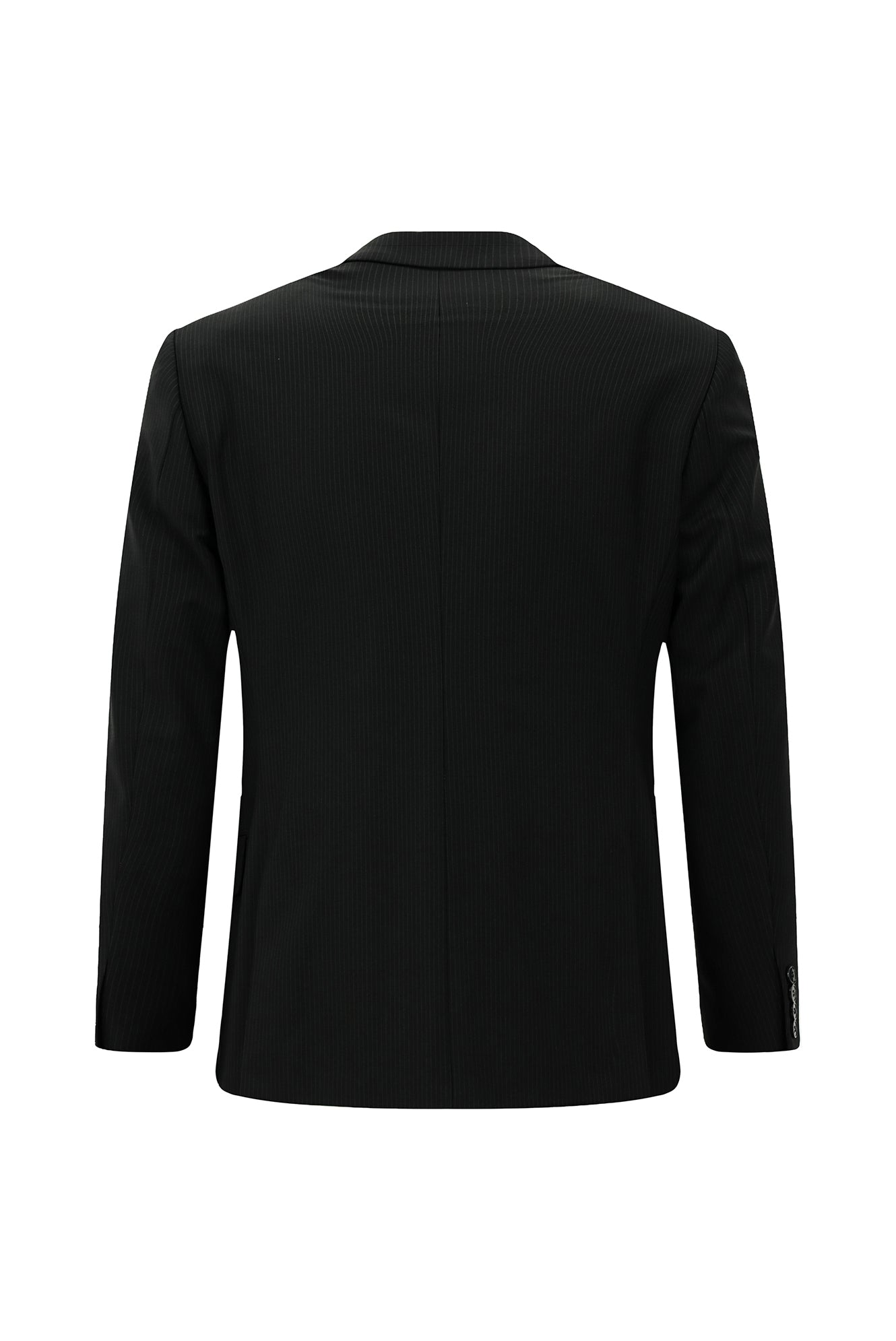 Siyah Regular Fit Flex Suit Yünlü Çizgili Klasik Takım Elbise