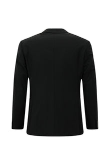 Siyah Regular Fit Flex Suit Yünlü Çizgili Klasik Çantalı Takım Elbise