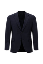 Koyu Lacivert Muscle Fit Flex Suit Yünlü Çizgili Klasik Çantalı Takım Elbise