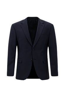 Koyu Lacivert Muscle Fit Flex Suit Yünlü Çizgili Klasik Çantalı Takım Elbise