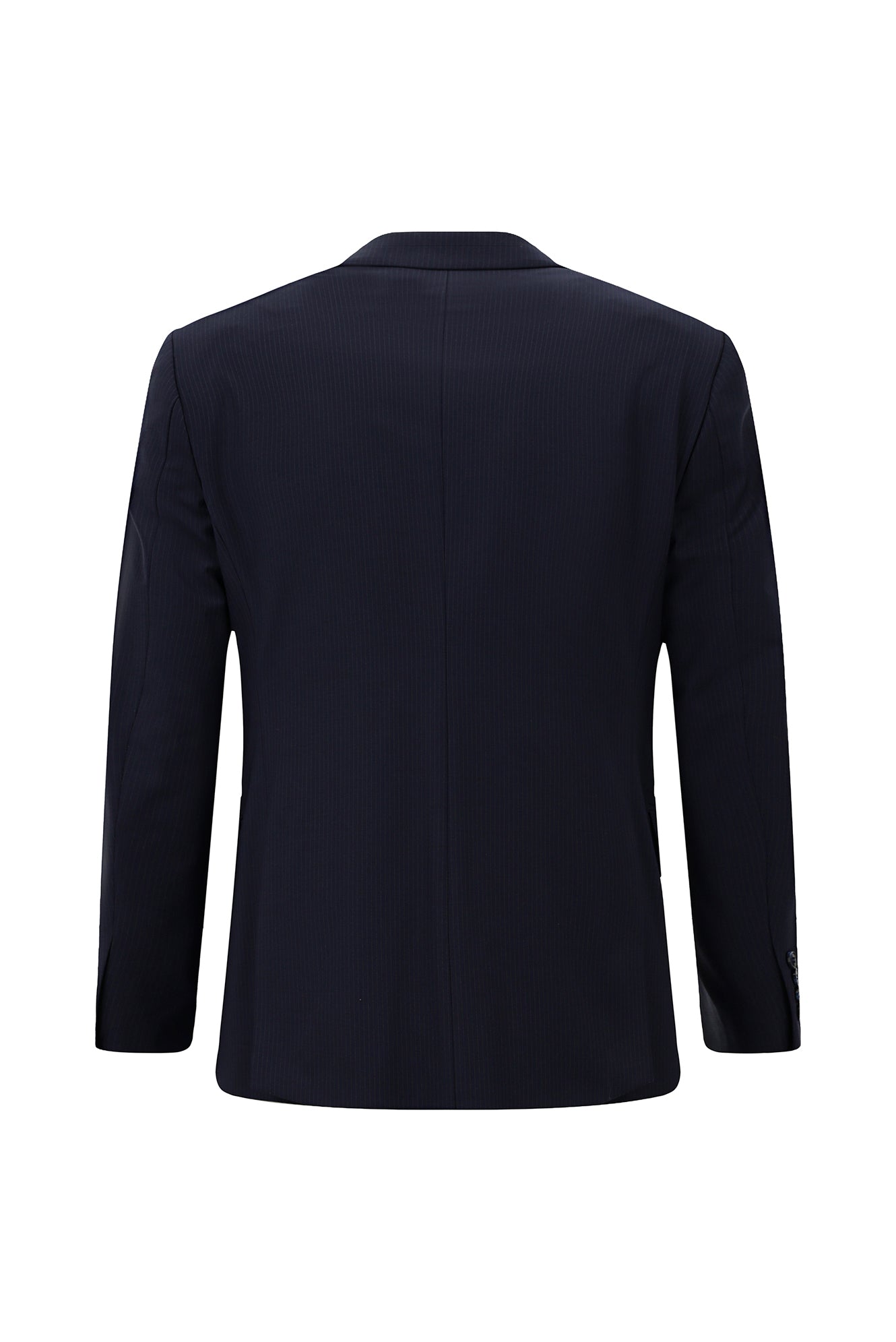 Koyu Lacivert Muscle Fit Flex Suit Yünlü Çizgili Klasik Çantalı Takım Elbise