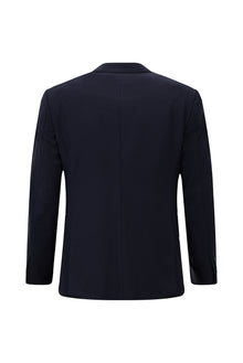 Koyu Lacivert Muscle Fit Flex Suit Yünlü Çizgili Klasik Çantalı Takım Elbise