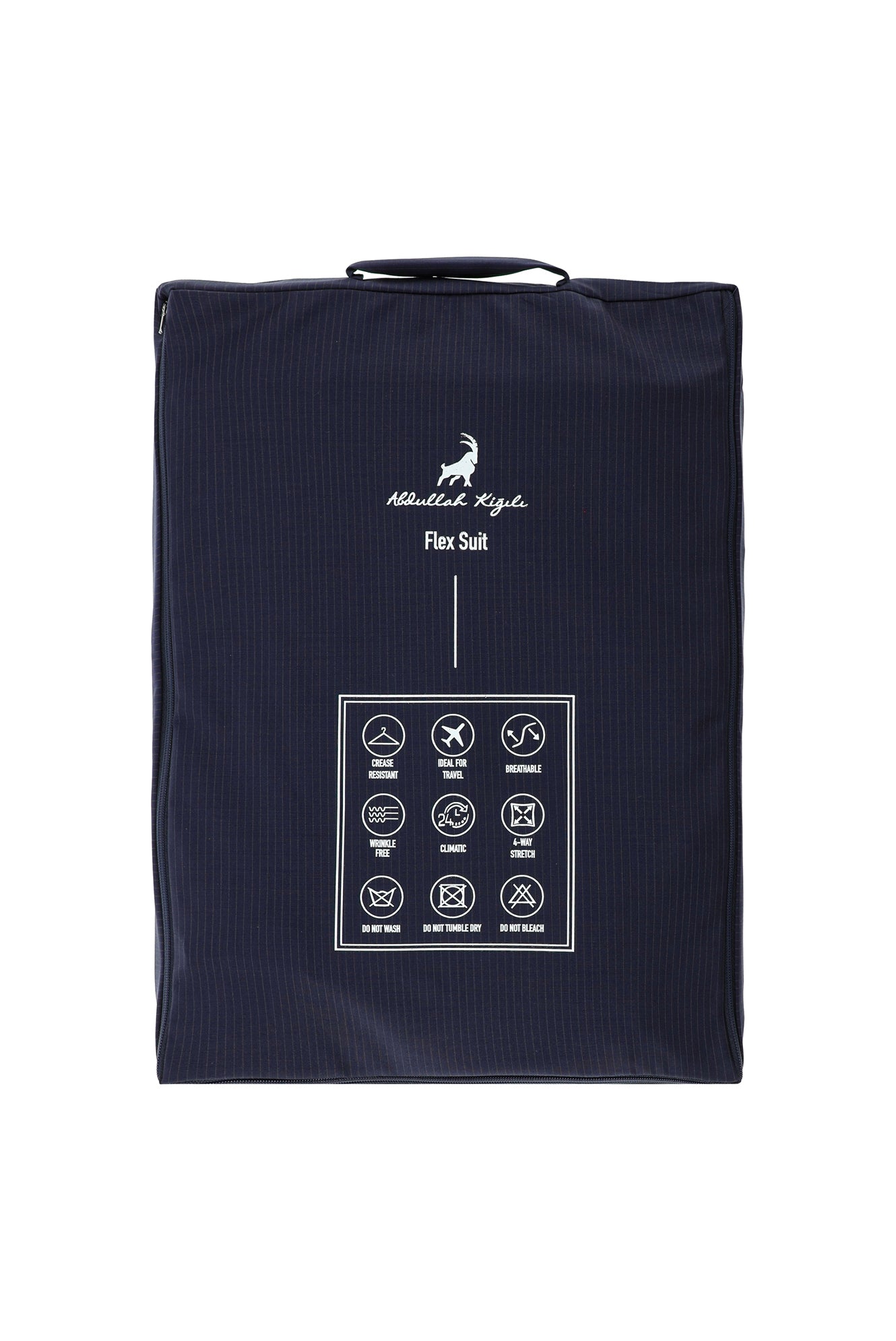 Koyu Lacivert Regular Fit Flex Suit Yünlü Çizgili Klasik Çantalı Takım Elbise