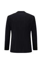 Siyah Lacivert Regular Fit Çantalı Flex Suit Yünlü Çizgili Klasik Takım Elbise