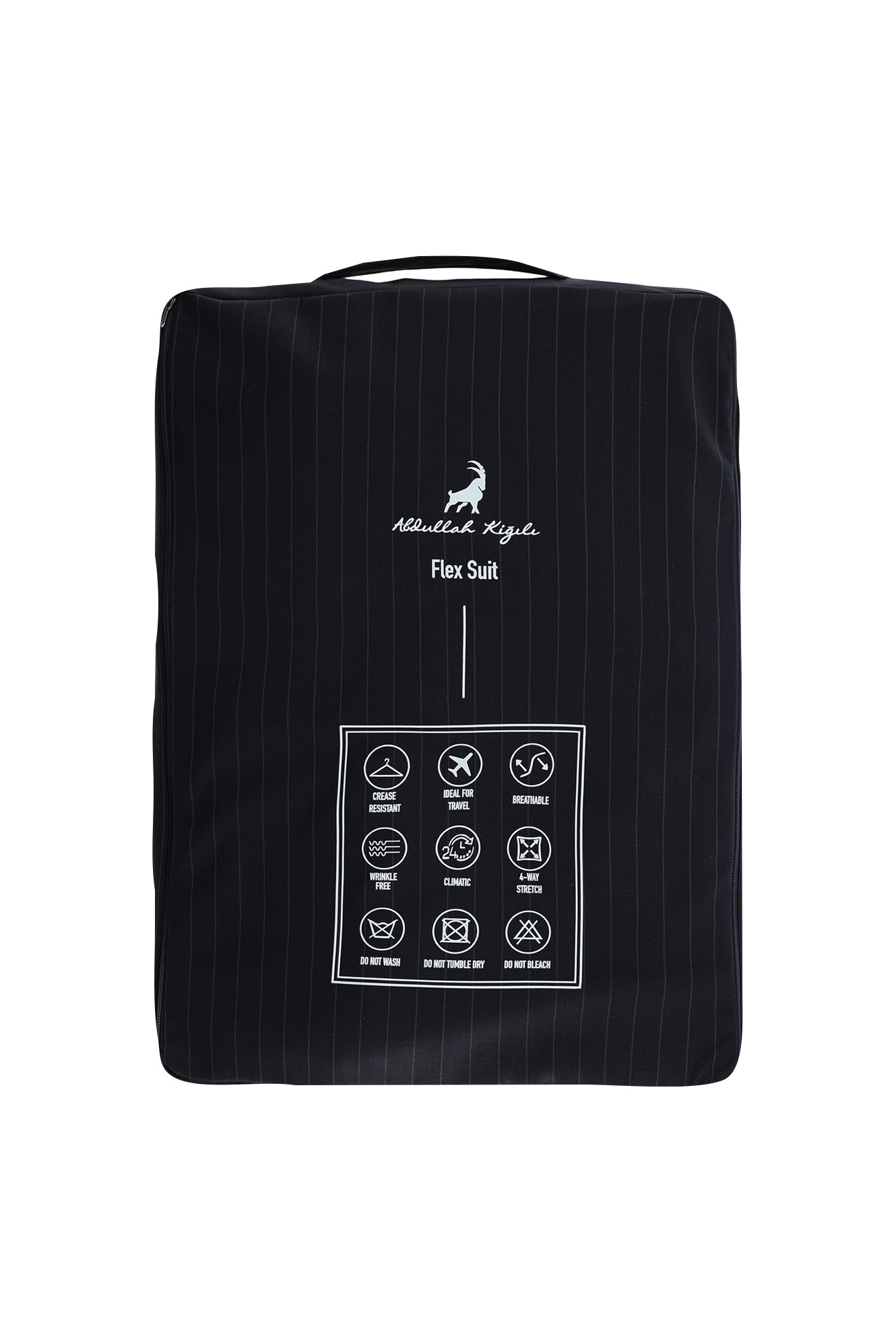 Siyah Lacivert Regular Fit Çantalı Flex Suit Yünlü Çizgili Klasik Takım Elbise