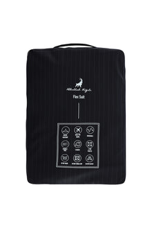 Siyah Lacivert Regular Fit Çantalı Flex Suit Yünlü Çizgili Klasik Takım Elbise