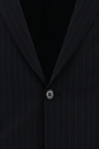 Siyah Lacivert Regular Fit Çantalı Flex Suit Yünlü Çizgili Klasik Takım Elbise