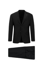 Koyu Antrasit 7 Drop Slim Fit Dar Kesim Yünlü Sivri Yaka Beli Lastikli Pileli Çizgili Klasik Takım Elbise