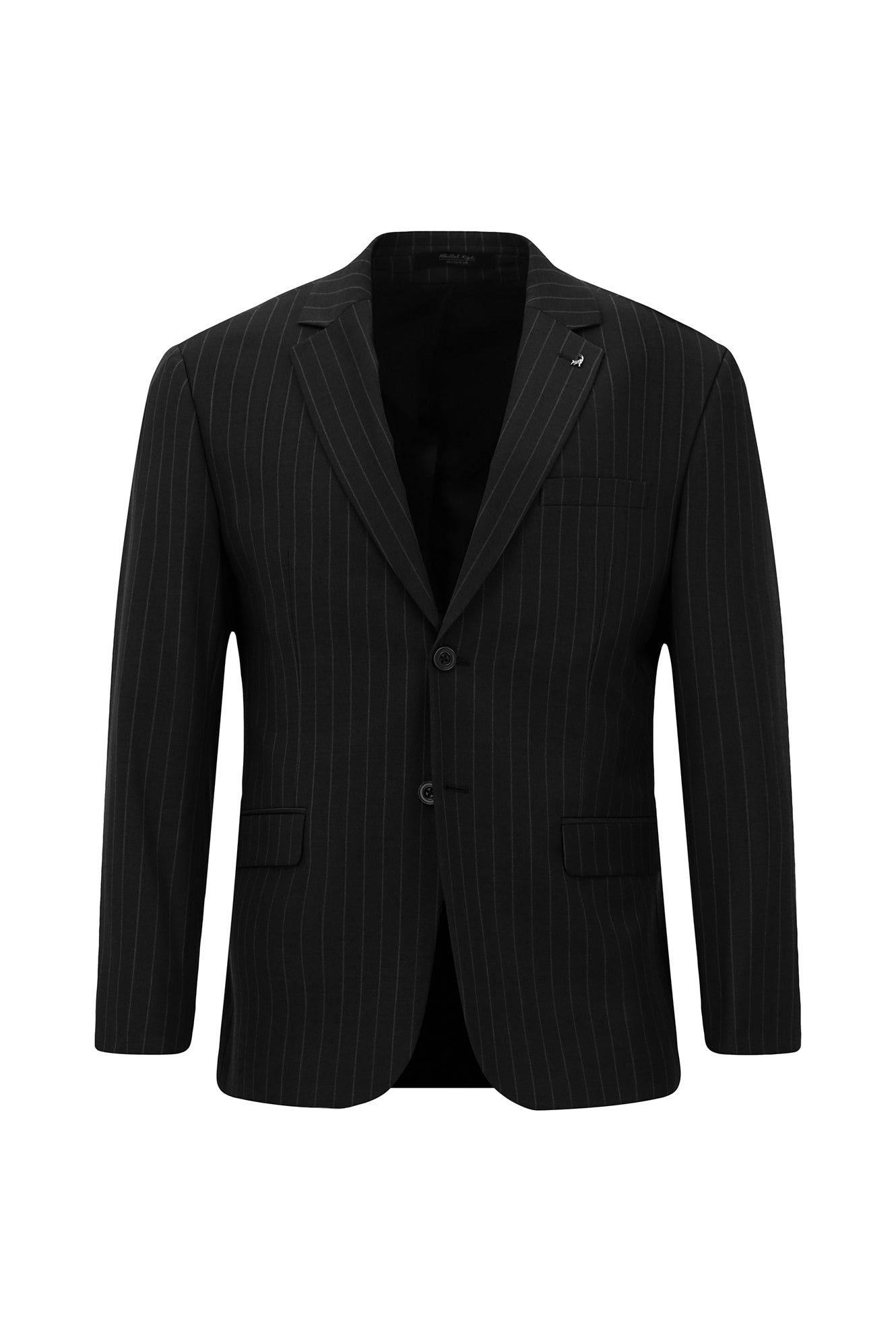 Koyu Antrasit 7 Drop Slim Fit Dar Kesim Yünlü Sivri Yaka Beli Lastikli Pileli Çizgili Klasik Takım Elbise