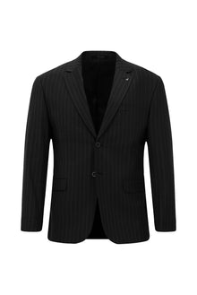 Koyu Antrasit 7 Drop Slim Fit Dar Kesim Yünlü Sivri Yaka Beli Lastikli Pileli Çizgili Klasik Takım Elbise