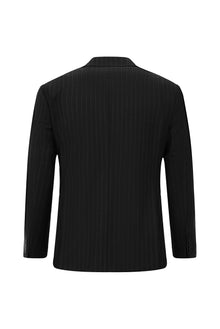 Koyu Antrasit 7 Drop Slim Fit Dar Kesim Yünlü Sivri Yaka Beli Lastikli Pileli Çizgili Klasik Takım Elbise