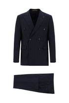 Koyu Lacivert Regular Fit Yünlü Kruvaze Çizgili Guabello Takım Elbise