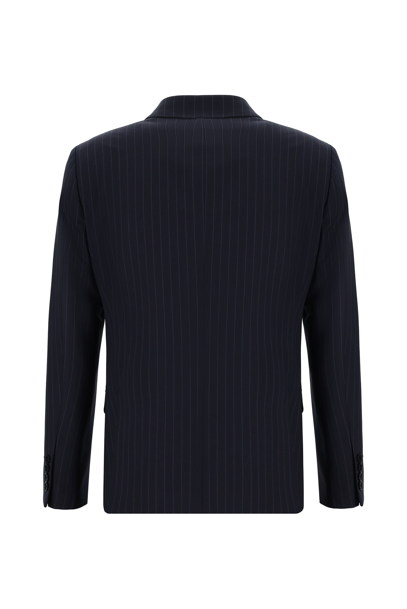 Koyu Lacivert Regular Fit Yünlü Kruvaze Çizgili Guabello Takım Elbise