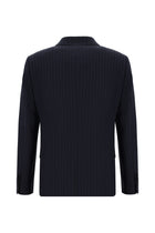 Koyu Lacivert Regular Fit Yünlü Kruvaze Çizgili Guabello Takım Elbise