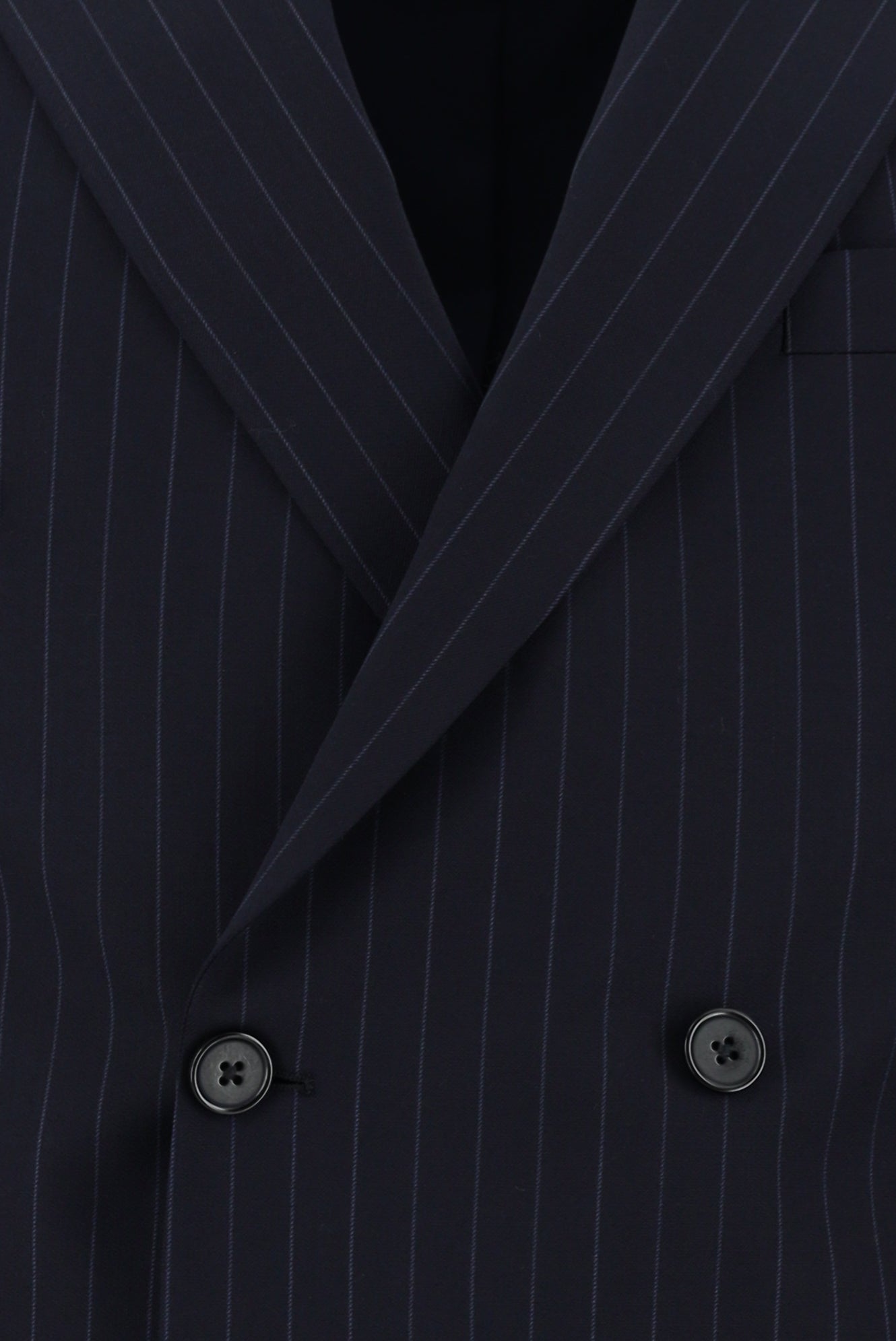 Koyu Lacivert Regular Fit Yünlü Kruvaze Çizgili Guabello Takım Elbise