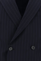 Koyu Lacivert Regular Fit Yünlü Kruvaze Çizgili Guabello Takım Elbise