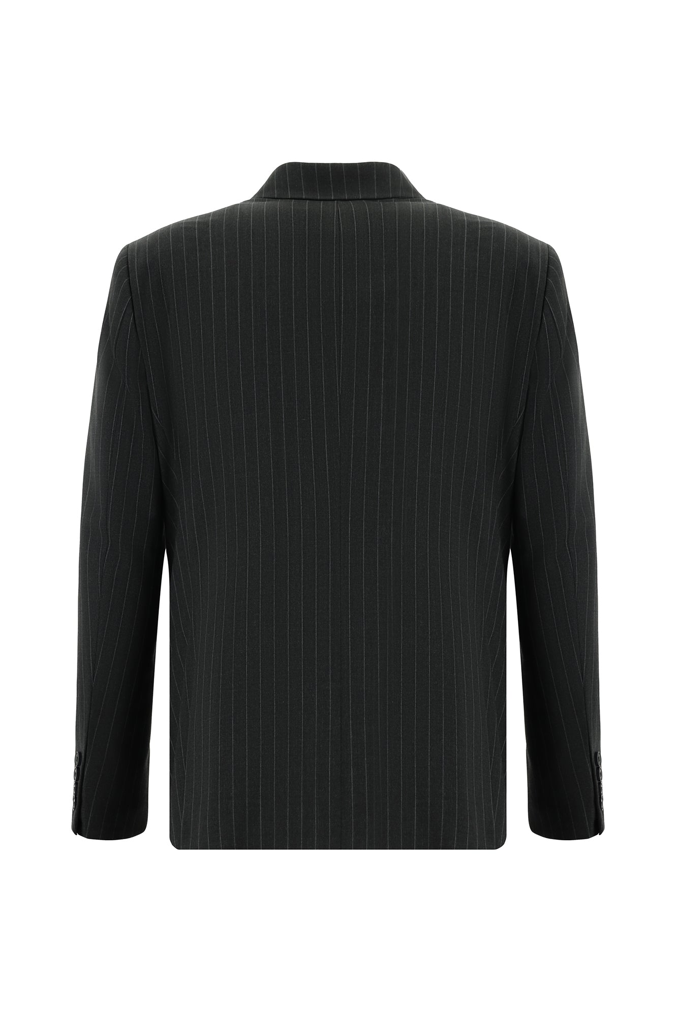 Koyu Antrasit Regular Fit Yünlü Kruvaze Çizgili Guabello Takım Elbise