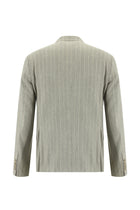 Açık Gri Regular Fit Çizgili Keten Kruvaze Takım Elbise