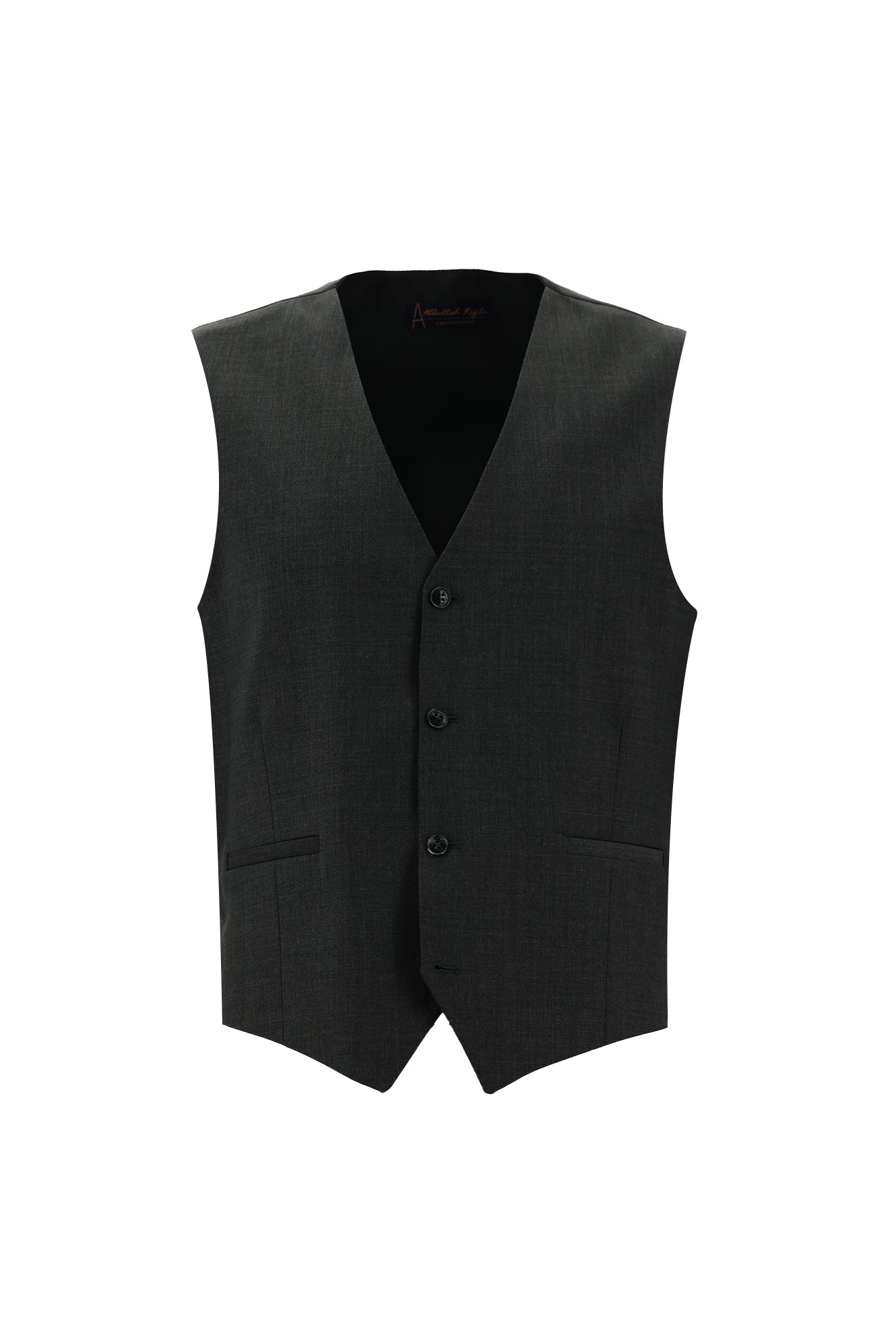 Koyu Antrasit Slim Fit Dar Kesim Kombinli Yelekli Yün Takım Elbise
