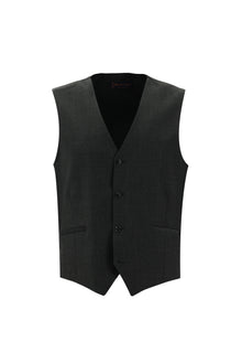 Koyu Antrasit Slim Fit Dar Kesim Kombinli Yelekli Yün Takım Elbise
