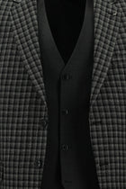 Koyu Antrasit Slim Fit Dar Kesim Kombinli Yelekli Yün Takım Elbise