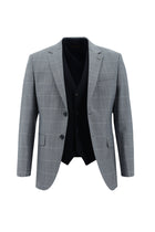 Açık Lacivert Slim Fit Dar Kesim Yünlü Kombinli Yelekli Takım Elbise