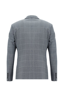 Açık Lacivert Slim Fit Dar Kesim Yünlü Kombinli Yelekli Takım Elbise