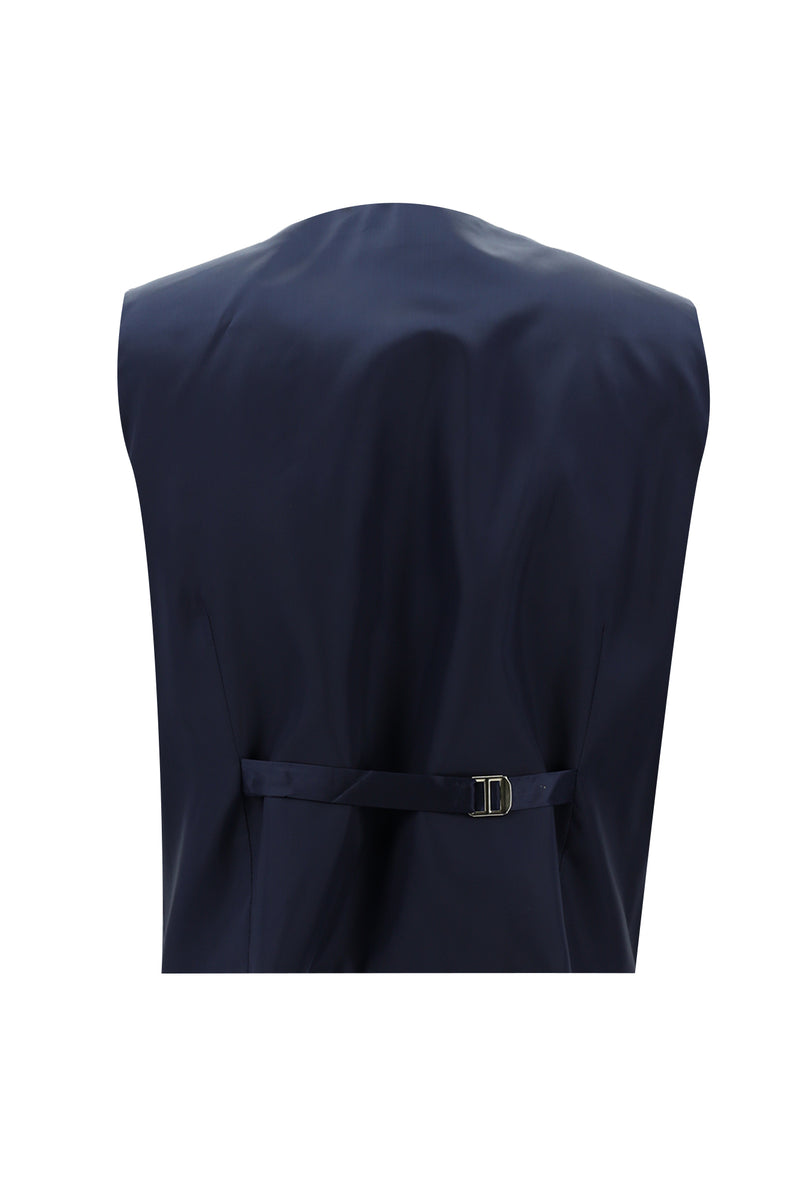 Açık Lacivert Slim Fit Dar Kesim Yünlü Kombinli Yelekli Takım Elbise