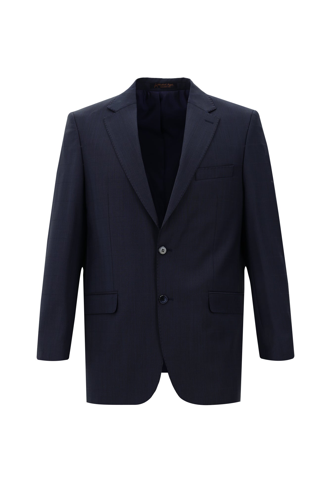 Orta Lacivert Slim Fit Dar Kesim Yünlü Klasik Kareli Takım Elbise