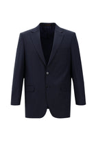Orta Lacivert Slim Fit Dar Kesim Yünlü Klasik Kareli Takım Elbise
