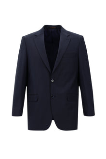 Orta Lacivert Slim Fit Dar Kesim Yünlü Klasik Kareli Takım Elbise