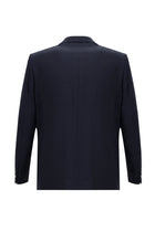 Orta Lacivert 7 Drop Slim Fit Dar Kesim Yünlü Kareli Tak?m Elbise-Abdullah Ki??l?