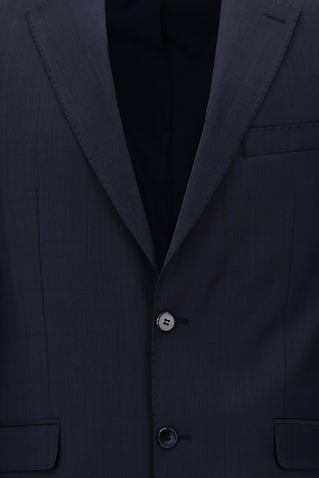 Orta Lacivert Slim Fit Dar Kesim Yünlü Klasik Kareli Takım Elbise